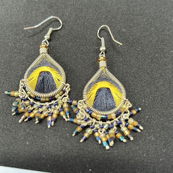 Super Unique Thread and Bead Earrings! - Picture 3 of 5